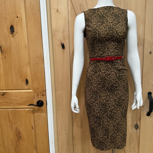 Bettie Page By Tatyana Leopard Print Pinup Dress Sz XS NWT! Wiggle Dress Vintage - Picture 3 of 16